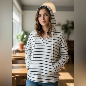 Paper Crane Black and White Striped Top 100 % cotton